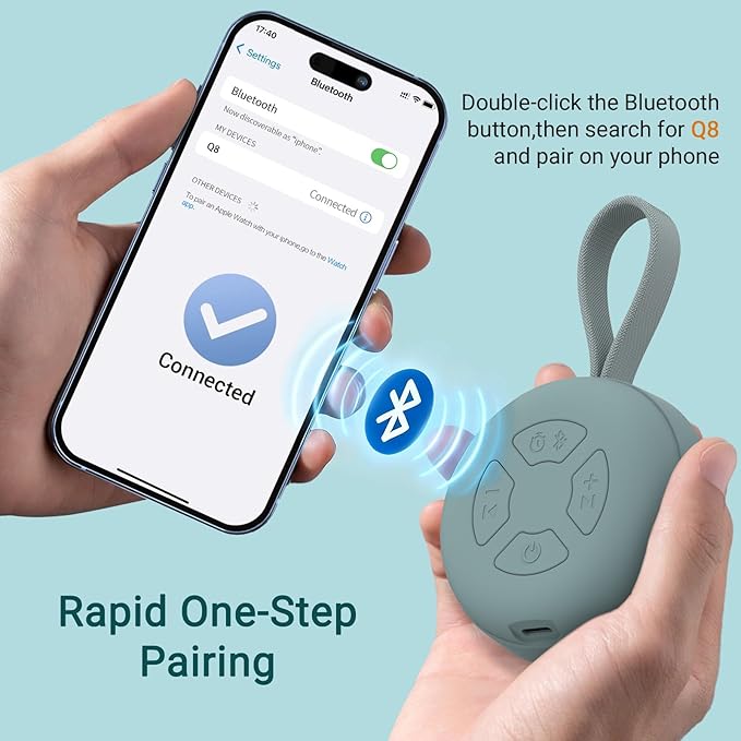 Portable Baby Sound Machine [White Noise for Babies Kids][Supports Bluetooth Audio Playback][Timer Function][12 Soothing Sounds] 15 Hours Battery Life, Travel,Shower,Clips on Baby Stroller.Slate