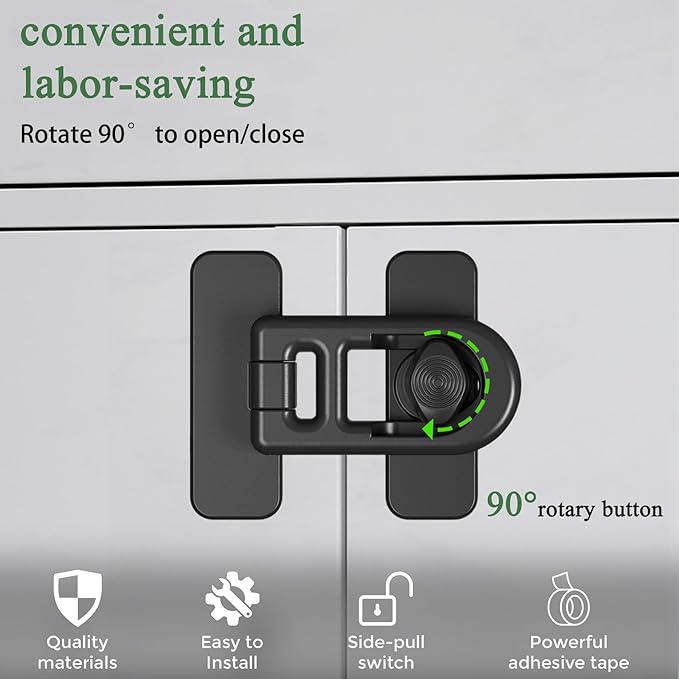 5 Pack Baby Proofing Cabinet Locks – No-Tool Adhesive Child Proof Refrigerator Lock, Oven Lock Child Safety, Fridge Lock, Dishwasher, Drawers & Cabinets | Strong Hold, Easy to Install (Black)