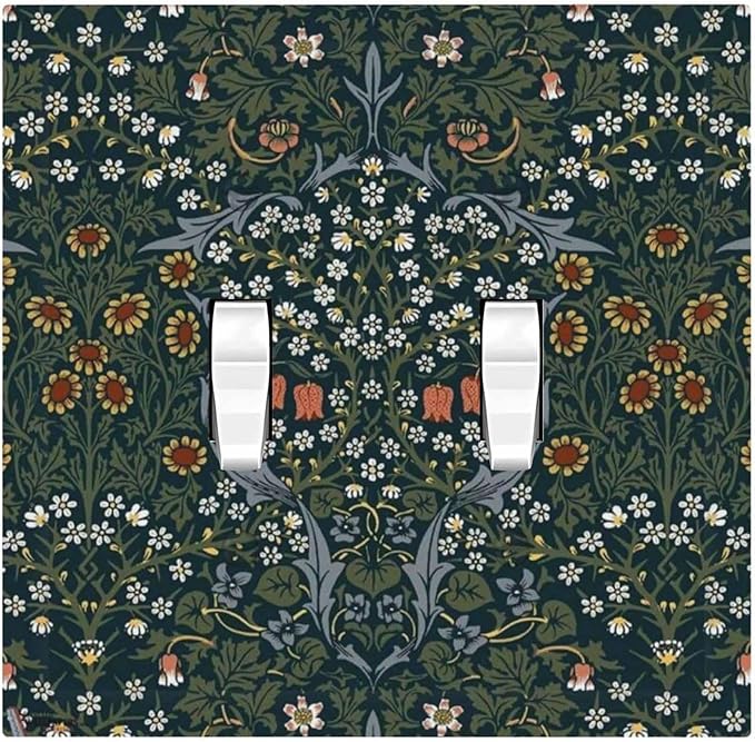 Decorative Switch Plates Colorful Floral Boho Flower Plant Leaf 2 Gang Double Toggle Outlet Light Switch Cover Wall Plate Electrical Faceplate For Bed Room Living Room Decor