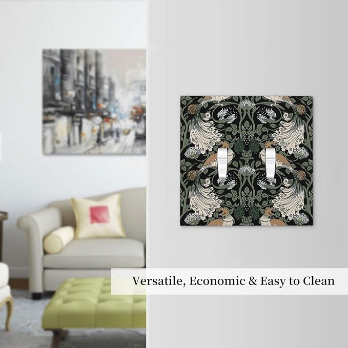 Decorative Switch Plates William Morris Vintage Floral Plants And Birds 2 Gang Double Toggle Wall Plate Outlet Light Switch Cover Electrical Faceplate for Bedroom Home Decor
