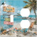 Ocean Beach Tropical Palm Tree Coastal Seaside Wallplates 1 Toggle 1 Duplex Switch Plate Electrical GFCI Faceplate Decorative Light Switch Covers for Kids Room Living Room Decor