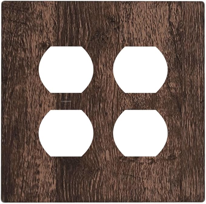 Light Switch Cover Plate Rustic Brown Wood Plank Retro Wooden Board 2 Gang Socket Covers Double Duplex Wallplates Switch Plates and Outlet Covers for Farmhouse Home Decor