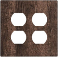 Light Switch Cover Plate Rustic Brown Wood Plank Retro Wooden Board 2 Gang Socket Covers Double Duplex Wallplates Switch Plates and Outlet Covers for Farmhouse Home Decor