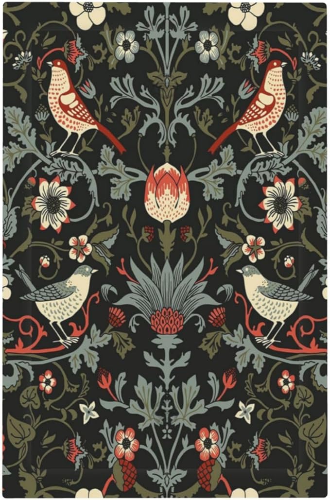 Vintage Birds Berries Mid Century Floral Flower Light Switch Cover Plate 1 Gang No Device Blank Electrical Wall Plates Faceplate Decorative Switch Plate Covers for Bedroom Living Room Decor