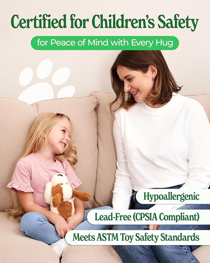 Heatable Weighted Plush Puppy Dog – Cozy Comfort & Security, Soothing Stuffed Animal for Kids & Toddlers, Compact 1.5 lbs – Perfect for Cuddles!