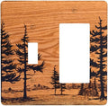 Pine Forest Natural Scenery Silhouette Wood Grain Outlet Covers 1 Toggle 1 Rocker Combination Decorative Wall Plate Electrical Switch Plates Light Switch Cover Plate for Farmhouse Home Decor