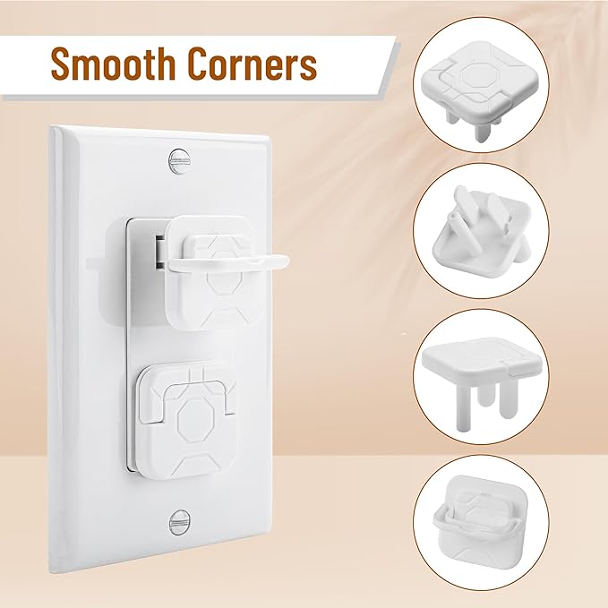 Bates- Electrical Outlet Covers Baby Proofing, 40 Pack, White, 3 Prongs & Hidden U Ring Design, Outlet Plug Covers Baby Proofing