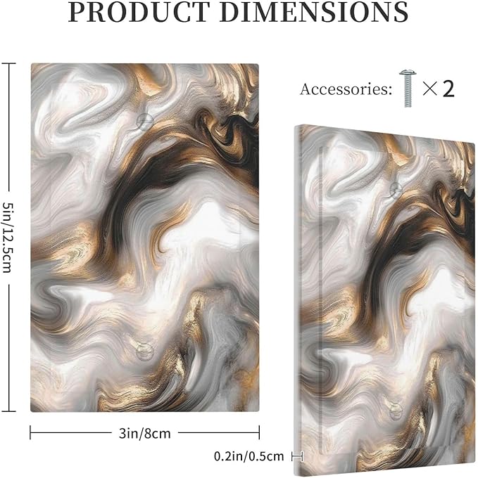 Light Switch Cover Plate Grey Brown Swirl Marble Texture 1 Gang No Device Blank Electrical Wall Plates Faceplate Decorative Switch Plate For Bathroom Kitchen Decor