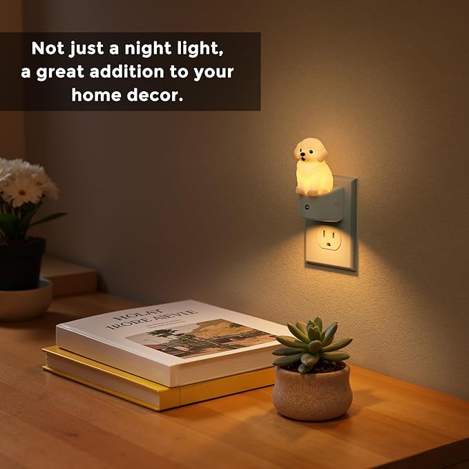 L LOHAS LED Night Light for Kids,3D Cute Puppy Night Lights,Golden Retriever with Dusk to Dawn Sensor, RGB+Soft White 3000K,Dog Night Light,Birthday Gift Nightlight for Kids, Room Decor