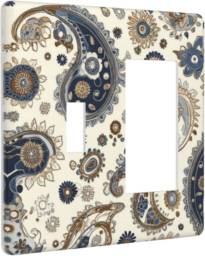 Outlet Covers Doodle Style Floral Abstract Teardrop 1 Toggle 1 Rocker Combination Decorative Wall Plate Electrical Switch Plates Light Switch Cover Plate For Bed Room Living Room Decor