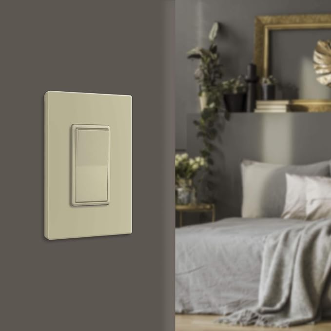 ENERLITES Screwless Decorator Wall Plate Child Safe Outlet Cover, Size 1-Gang 4.68" H x 2.93" L, Unbreakable Polycarbonate Thermoplastic, SI8831-I, Glossy, Ivory