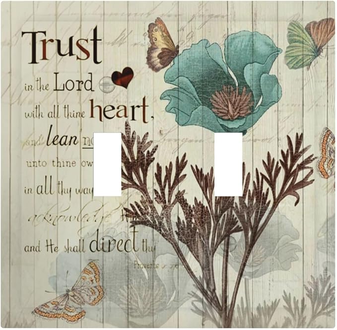 Rustic Elegant Teal Tulip Bible Inspirational Quote Decorative Switch Plates 2 Gang Double Toggle Outlet Light Switch Cover Wall Plate Electrical Faceplate for Farmhouse Bedroom Decor
