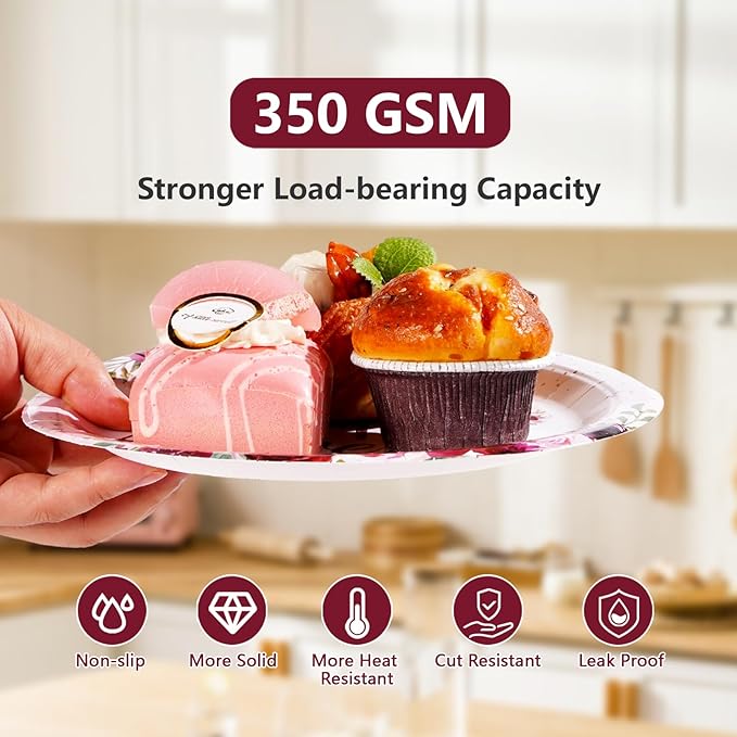 96Pcs Happy Anniversary Party Supplies Burgundy Flowers Anniversary Plates and Napkins Rose Red Burgundy Floral Tableware Set for Women Couple Romantic Wedding Love Party Supplies Serve 24