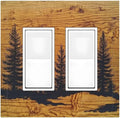 Decorative Outlet Covers Forest Pine Silhouette Rustic Wood Grain 2 Gang Double Gfci Rocker Electrical Wall Panels Light Switch Cover Plate For Farmhouse Cabin Decor