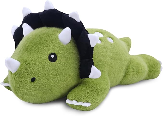 SQEQE Weighted Triceratops Dinosaur Plush, Weighted Stuffed Animal Dinosaur for Comforting Hugs, Soft Plushie Toy Pillow Gift for Kids, Valentines Birthday Decoration 23.6 Inch, 3.8 Lb