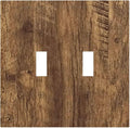 Light Switch Cover Plate Rustic Wood Grain Country Vintage Wooden Board 2 Gang Double Switch Plate Covers Toggle Wallplate Decorative Outlet Covers Electrical Switchplate for Farmhouse Home