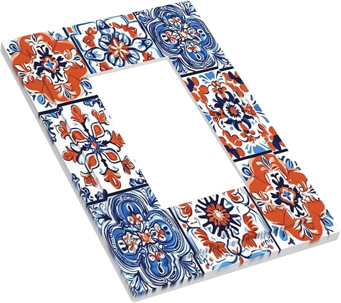 Decorative Outlet Covers Colorful Talavera Mexican Tile 1 Gang Single Rocker Light Switch Cover Plate Wall Plates Gfci Faceplate For Bathroom Kitchen Decor
