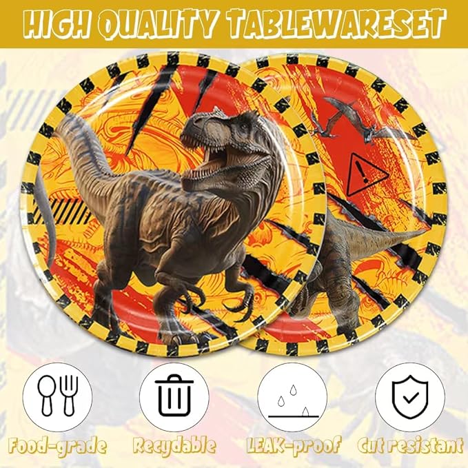 40pcs Dinosaur Birthday Party Decorations Plates and Napkins Dinosaur Party Supplies Favor Tableware Set for Boys Kids Baby Shower