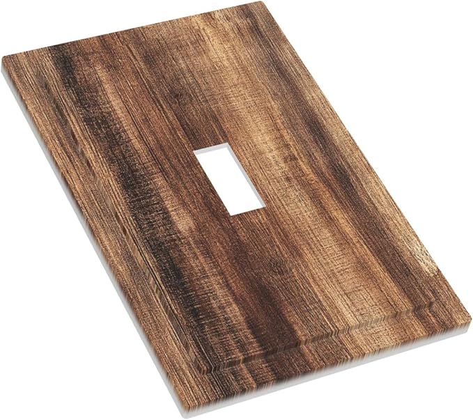 Decorative Light Switch Cover Vintage Rustic Brown Wood Grain 1 Gang Single Toggle Device Electrical Faceplate Switchplates Decorator Outlet Wall Plate for Bedroom Farmhouse Decor