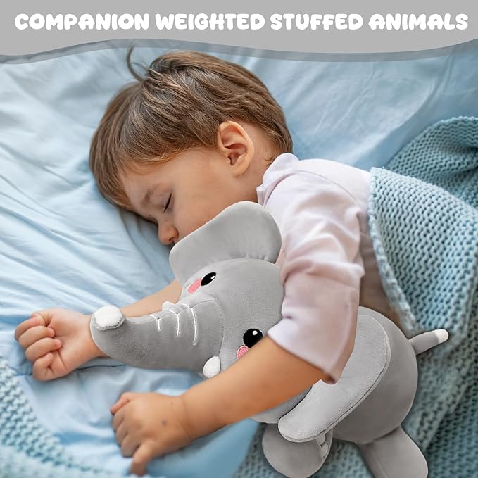 TOYSYM Weighted Stuffed Animals, 1.6 lbs Elephant Stuffed Animal with Weighted Beads, Cute Plush Toy Pillow Gifts for Adults Kids Boys Girls