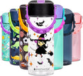 Elemental Water Bottles for Kids - Splash Kids Water Bottle for School with Pop-it Handle - BPA Free Tritan Plastic Water Bottle with Straw Leak Proof when Spout is Closed - Little Witch - 18oz