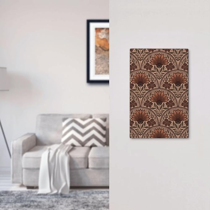 Earth Tone Floral Rustic Damask Boho Flower Light Switch Cover Plate 1 Gang No Device Blank Electrical Wall Plates Faceplate Decorative Switch Plate Covers for Farmhouse Home Decor
