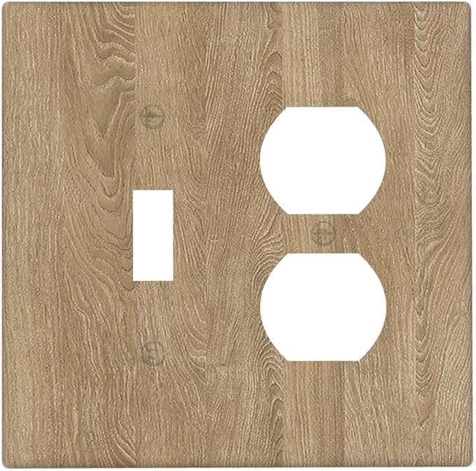 Outlet Covers Light Brown Wood Grain 1 Toggle 1 Duplex Switch Plate Covers Electrical Light Switch Cover Plate Decorative Wall Plate Socket Cover for Farmhouse Cabin Decor