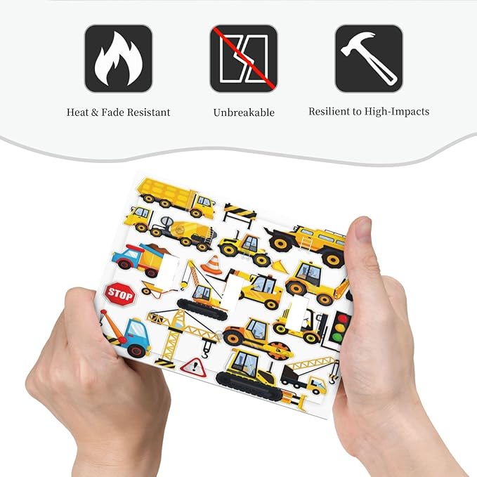 Yellow Truck Cartoon Transportation 3 Gang Light Switch Plate Decorative Triple Toggle Wall Plate Cover Electrical Faceplate Switchcover for Kidroom Bathroom Home Bedroom Art Panel Decor