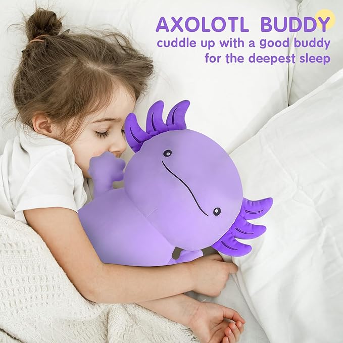 Dalmao 36 inch Cute Giant Purple Axolotl Plush Soft Body Pillow, Large Squishy Plushies Axolotl Stuffed Animals Toy, Gifts for Kids Boys Girls Birthday