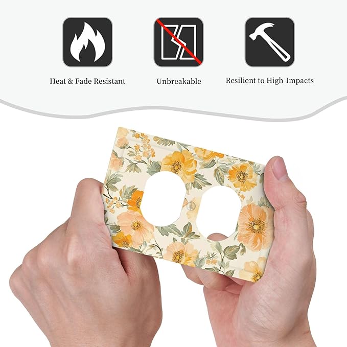 Outlet Covers Vintage Floral Pastel Flower Pattern 1 Gang Duplex Light Switch Cover Plate Decorative Switch Plate Covers Electrical Socket Cover for Bedroom Cabin Decor