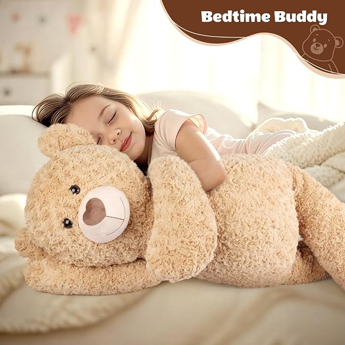 SuzziPals 43 inch Giant Teddy Bear Stuffed Animal, Lifelike Stuffed Animals for Stress Relief & Companion, Extra Soft Fluffy Big Plushies Hugging Pillow, Jumbo Teddy Bears Gifts for Kids Adults