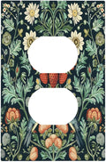 Decorative Outlet Covers Strawberry Birds Flowers Plant Morris Floral 1 Gang Duplex Light Switch Cover Plate Electrical Switch plates Wall Plates Receptacle Covers for Bathroom Bedroom Decor