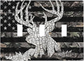 American Flag Forest Antler Deer Elk 3 Gang Light Switch Plate Decorative Triple Toggle Wall Plate Cover Electrical Faceplate for Bathroom Home Living Room Decorate