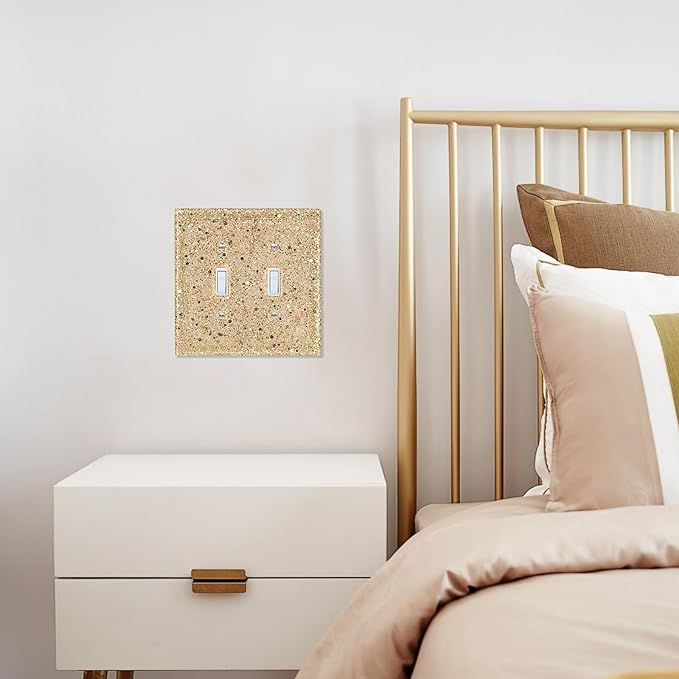 Light Switch Cover Plate - Shiny Gold Mirror Finish (2-Gang,5.1" x 5.1") - Sparkle Double Toggle Wall Plate