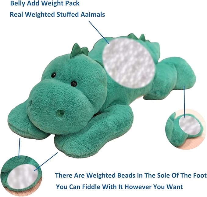 Doireum Weighted Stuffed Animals, 3.3 lbs Weighted Dinosaur Stuffed Animal Toy Dinosaur Weighted Plush Animals Throw Pillow Gifts for Boys Girls, 19.6 inch