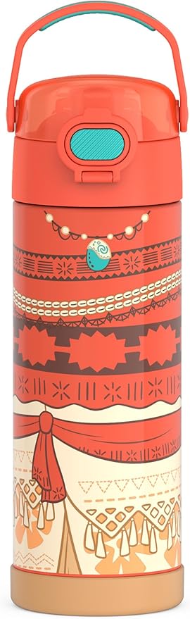 THERMOS FUNTAINER 16 Ounce Stainless Steel Vacuum Insulated Bottle with Wide Spout Lid, Princess Moana