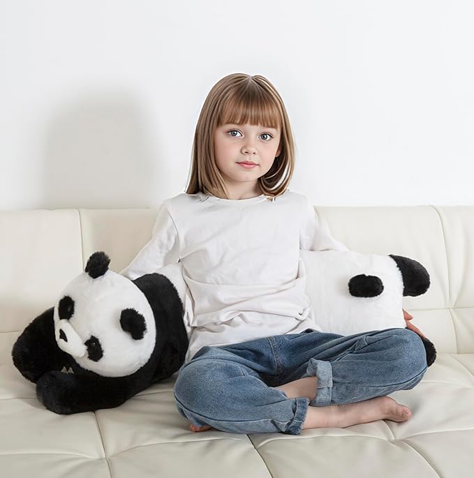 MMguai 40'' Giant Panda Stuffed Animal, Large Stuffed Panda Long Body Pillow Plush Toy, Big Soft Toy Panda Jumbo Fluffy Bear Plushies Gift for Kids Boys Girls, Birthday