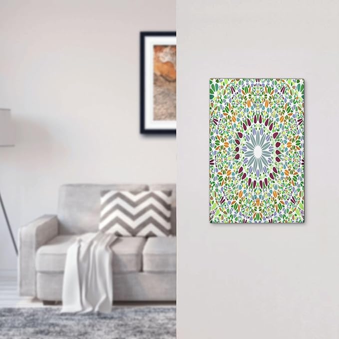 Mandala Flower Abstract Round Mosaic Floral Light Switch Cover Plate 1 Gang No Device Blank Electrical Wall Plates Faceplate Decorative Switch Plate for Bedroom Living Room Decor