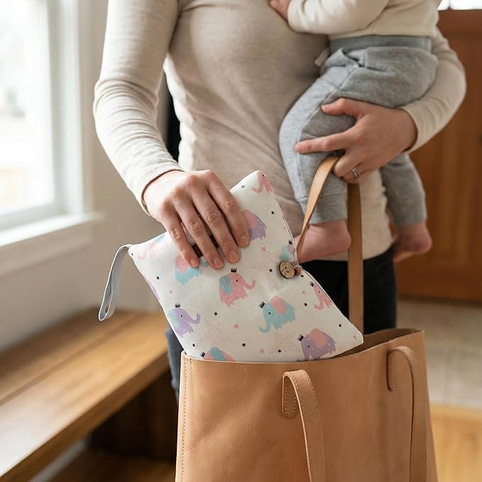 HAMUR Baby Diaper Bag Organizer – Travel-Friendly, Compact & Foldable | Stroller Pouch for Newborn Essentials – Must-Have for Boys & Girls (Elephant)