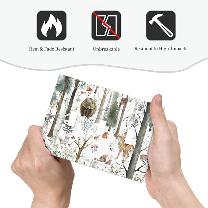 Snow Bear Fox Deer Forest Squirrel Wild Life Animal Decorative Switch Plates 3 Gang Wall Plate Triple Toggle Light Switch Cover Faceplate Electrical Wall Panels for Farmhouse Kids Room Decor