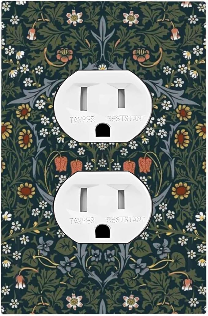 Outlet Covers Colorful Floral Boho Flower Plant Leaf 1 Gang Duplex Light Switch Cover Decorative Switch Plates Electrical Receptacle Faceplate Wall Plate For Bed Room Living Room Decor