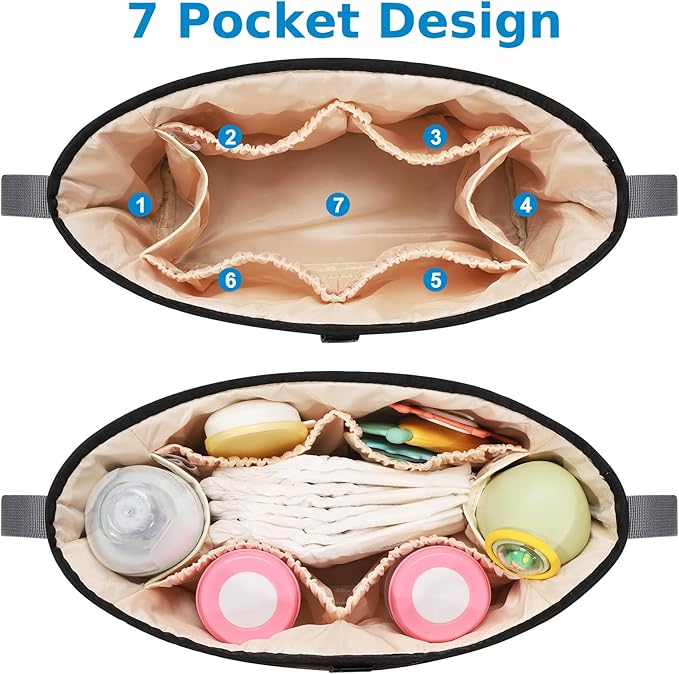 Accmor Universal Stroller Organizer, Stroller Bag Stroller Caddy Organizer, Stroller Accessories Fits for Uppababy, Baby Jogger, Nuna, Doona, Britax Strollers, Black