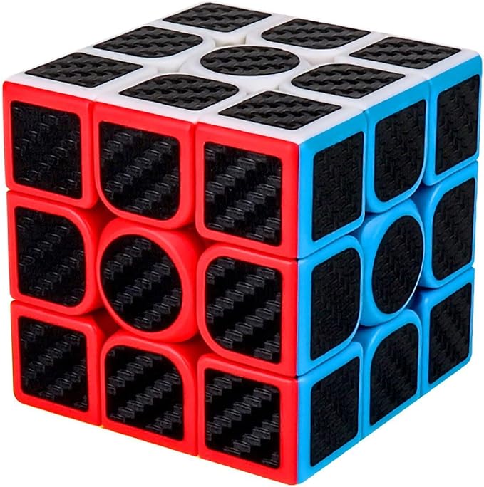 AHYUAN 3x3 Speed Cube Black Magic Cube Carbon Fibre Stickers Problem-Solving Brain Teaser Cube Toys Game Color-Matching Puzzle Fidget Toy Sensory Puzzles Stocking Stuffers for Kids Adults