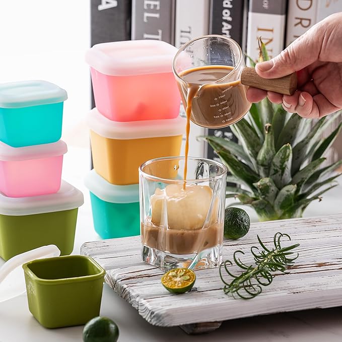4-Piece Mini Silicone Food Storage Set, BPA-Free Snack Containers & Freezer Trays, Airtight Leakproof Food Savers for Portion Control, Baby Food, Snacks, Freezing