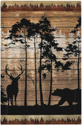 Rustic Mountain Forest Antler Elk Black Bear Deer Silhouettes Woodland Hunting Animals 1-Gang No Device Blank Wallplate Jumbo Size Unused Outlet and Light Switch Cover Decorative Plug Face Plate Cover