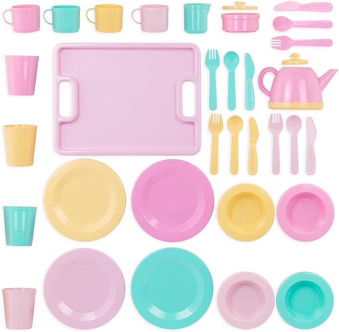 Battat – Play Circle – Dish Set – Plates, Cups, and Tea Party Toys – Kitchen Toys for Toddlers – Pretend Play – 3+ Years(34 Pieces)