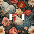Decorative Switch Plates Rooster Flowers Red White Chicken Floral 2 Gang Double Toggle Outlet Light Switch Cover Wall Plate Electrical Faceplate for living Room Farmhouse Decor