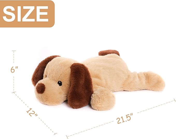 WEIGEDU Weighted Puppy Dog Stuffed Animal Plush Toy for Kids and Adults with Embroidered Eyes and Removable Weight Pack - 21.5 Inches, 2.3 lbs