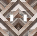 Polygon Collage Abstract Shapes Rustic Wood Panel Print Decorative Switch Plates 2 Gang Double Toggle Outlet Light Switch Cover Wall Plate Electrical Faceplate for Farmhouse Bedroom Decor