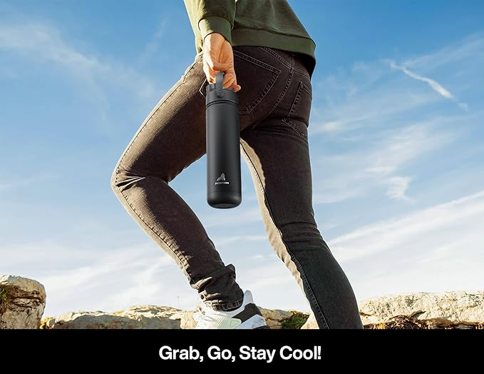 POWCAN 26 oz Insulated Water Bottle with 2-in-1 Straw and Spout Lid, Keep Cold 24H, Leak-Proof, Fits in Car Cup Holder, Stainless Steel Water Bottle for Sports, Travel, Gym, Gift, and School (Ace)
